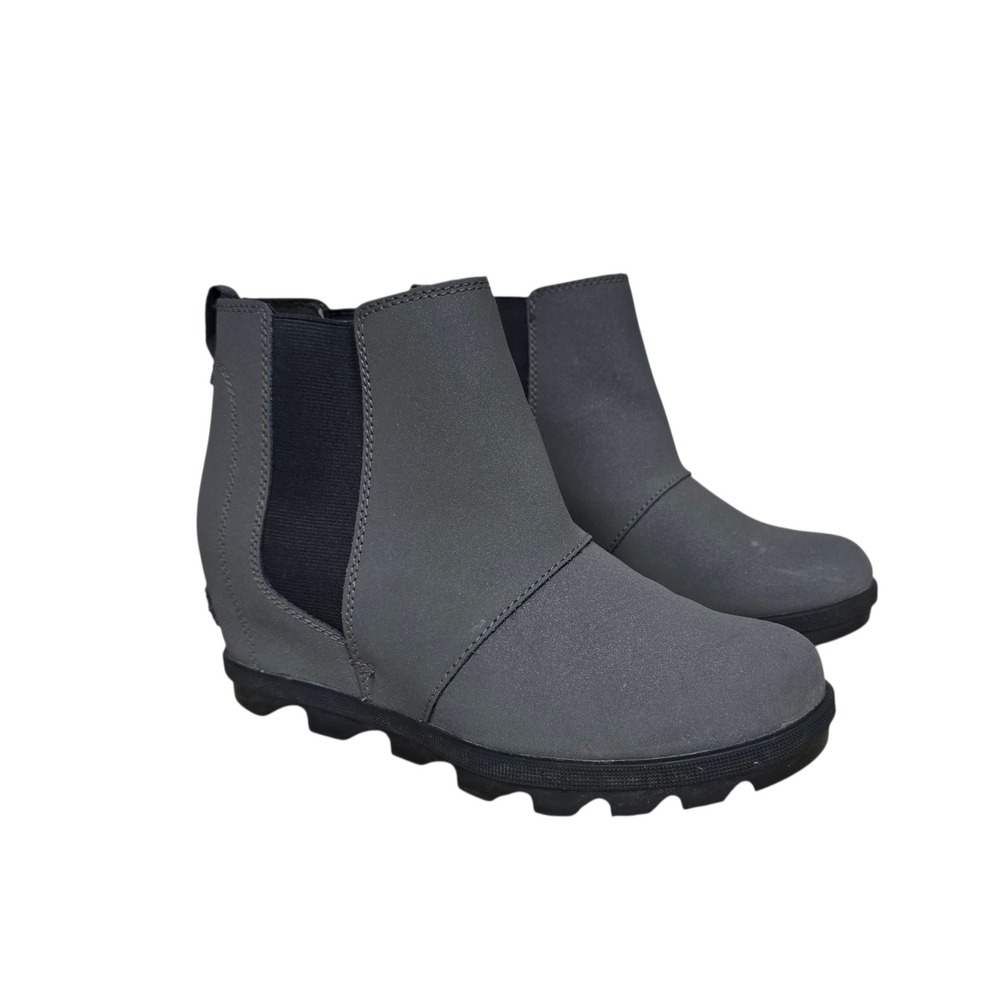 Sorel Joan of Arctic Wedge II Chelsea Boots Grey Quarry Leather NY1949 Size 5